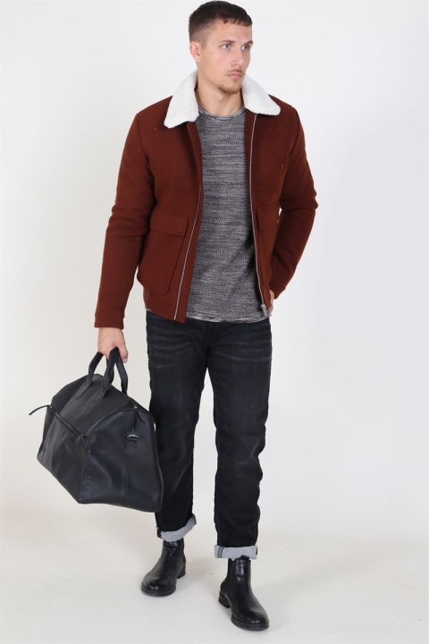 Jack & Jones Magnus Uld Bomber Veste Cappuccino