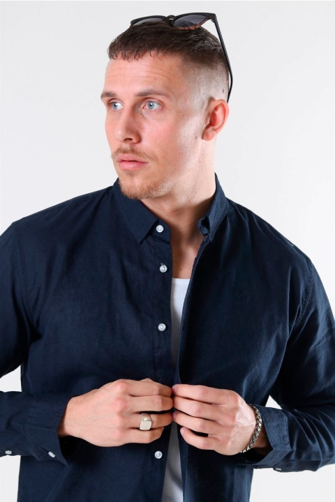 Clean Cut Copenhagen Cotton Linen Chemises Navy