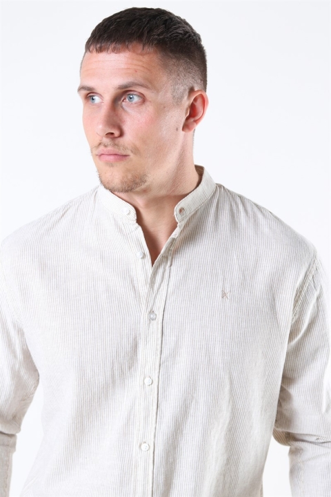 Clean Cut Mao Stripe LS Chemises Khaki