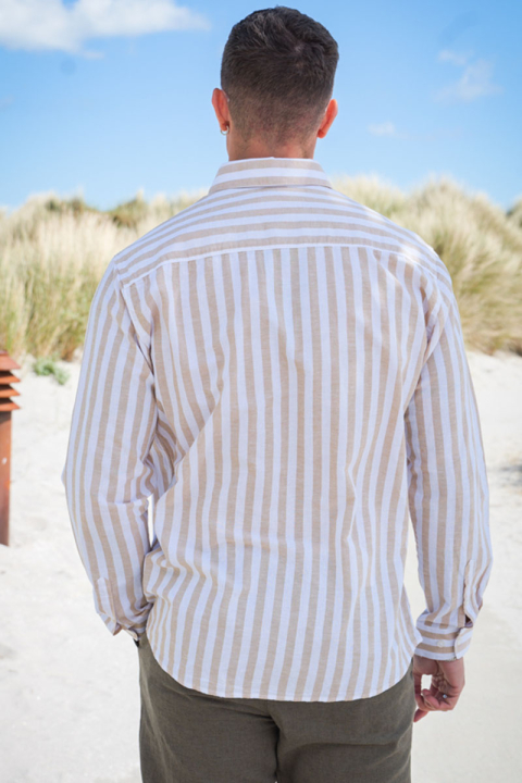Selected Slim Sun Linen Shirt LS Pure Cashmere Stripe