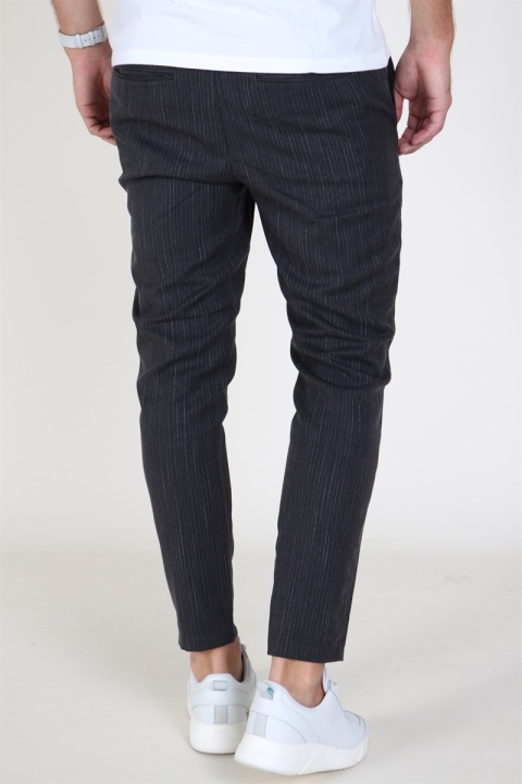 Solid Slim Truc Pinstripe Pantalon Dark Grey Melange