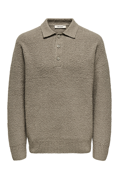 ONLY & SONS Dale Relaxed Fit Polo Knit Walnut
