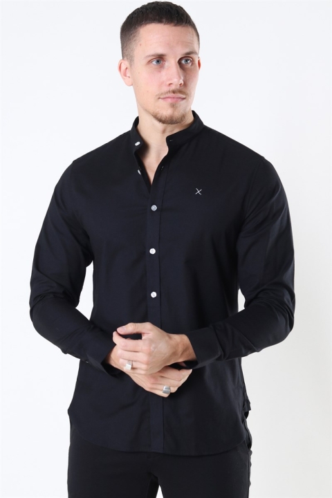 Clean Cut Copenhagen Oxford Mao Stretch L/S Chemises Black