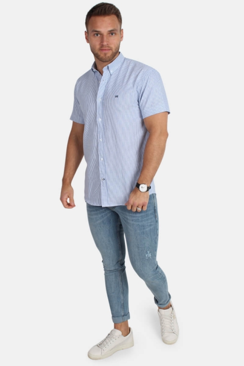 Kronstadt Johan Oxford Stripe S/S Chemises Navy