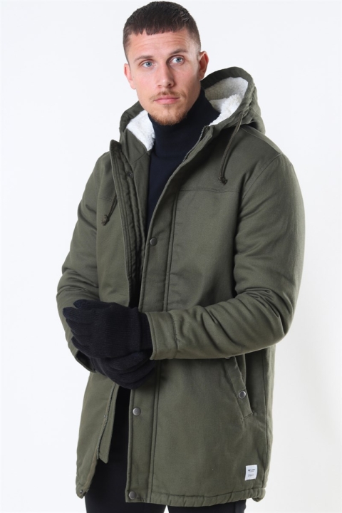 Only & Sons Yanick Teddy Hood Parka Veste Olive Night