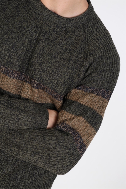 Only & Sons Cesco 5 Struc Stripe Tricot Forest Night