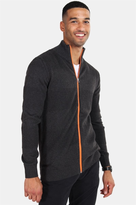 Kronstadt Jacob Zip Tricot Charcoal Mel/Orange