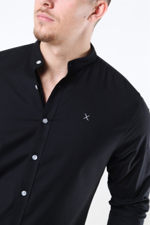 Clean Cut Copenhagen Oxford Mao Stretch L/S Chemises Black