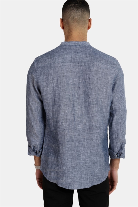 Only & Sons Luke LS Linen Mandarine Chemises Dress Blues