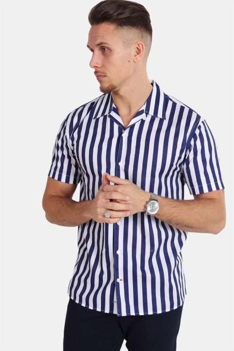 Kronstadt Cuba S/S Gr.78 Chemises White/Dark Blue
