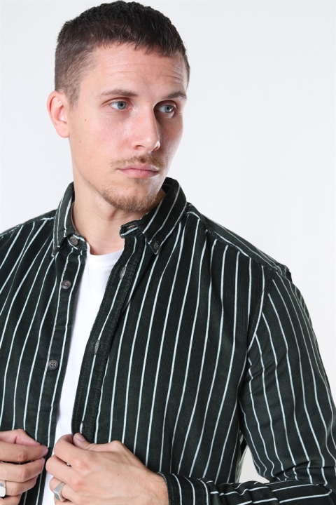 Only & Sons Edward Striped Corduroy Chemises Deep Depths