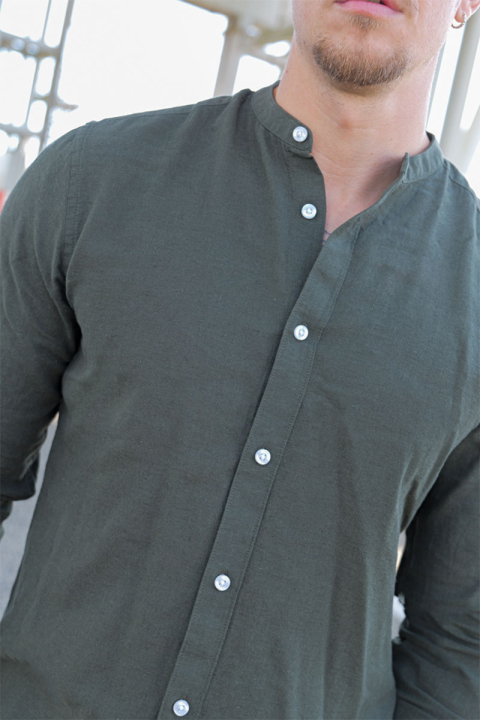 ONLY & SONS Caiden LS Linen Mao Shirt Kambaba