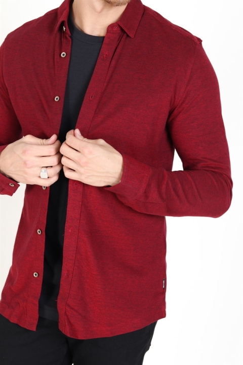 Only & Sons Cuton LS Knitted Melange Chemises Barbados Cherry