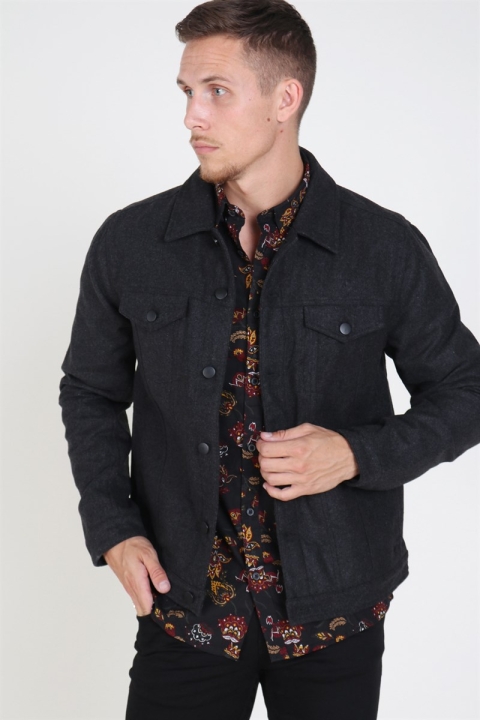 Solid Cool Faux Wool Veste Dark Grey Melange