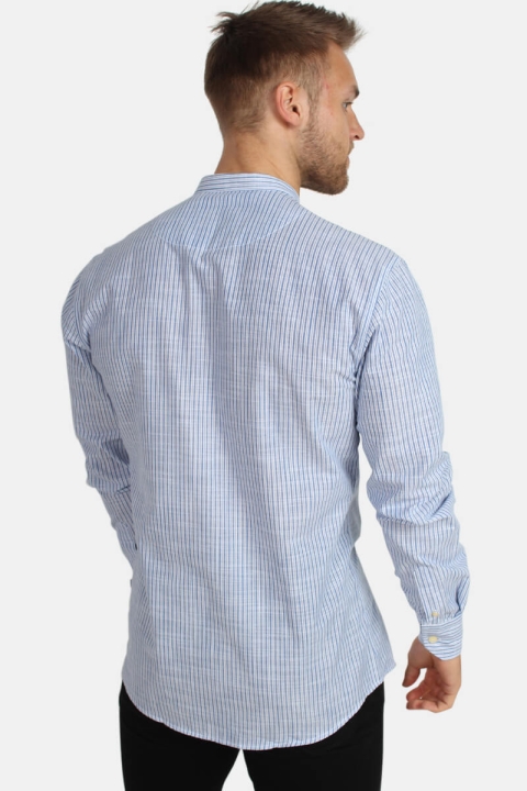 Kronstadt Dean Henley Stripe Chemises Blue