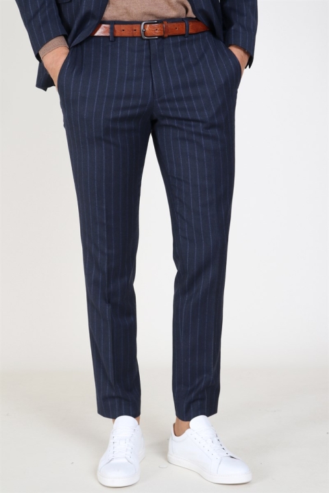 Selected Slim Aden Stripe Pantalon Grey/Blue