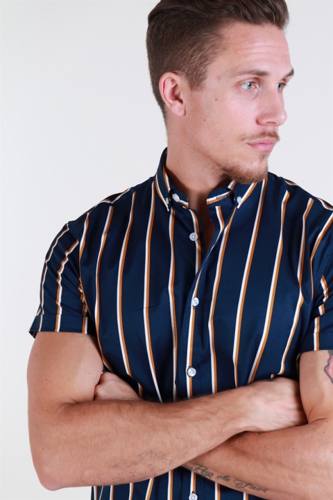 Clean Cut Sälen 127 SS Chemises Navy/Honey Mustard