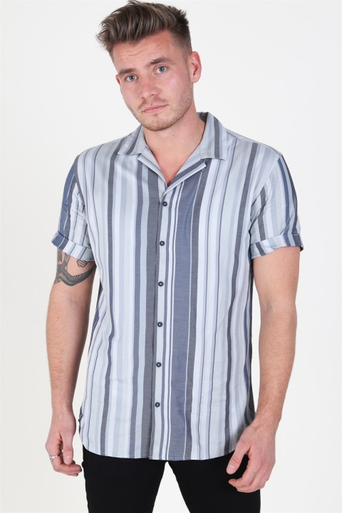 Jack & Jones Robert Stripe Chemises S/S Navy Blazer