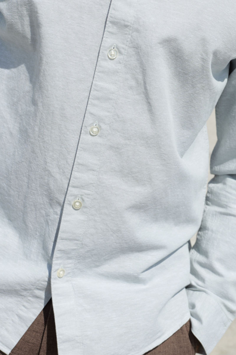 Selected Slim Sun Linen Shirt LS Iceberg Green / White