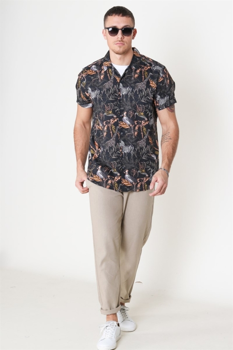 Only & Sons Gabrial S/S Animal Viscose Chemises Black/Zoo Print