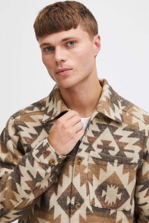 Solid Hans Overshirt Oatmeal Melange