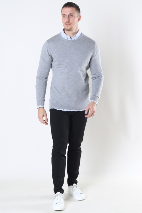Clean Cut Copenhagen Merino Wool Crew Tricot Light Grey Mel