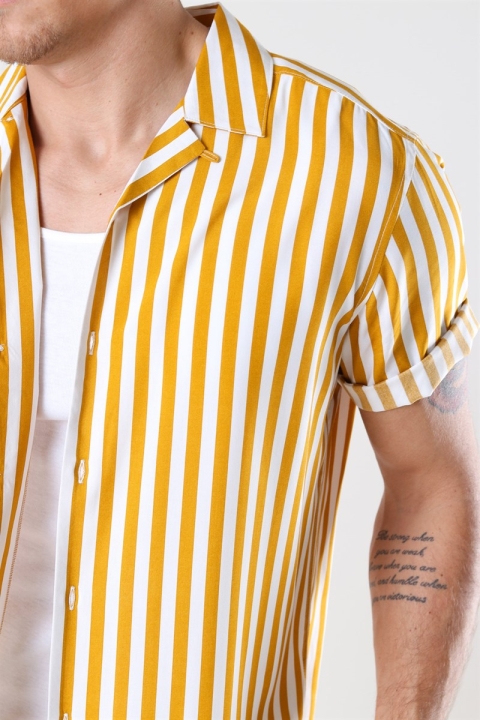 Only & Sons Wayne Striped Viscose Chemises Golden Spice