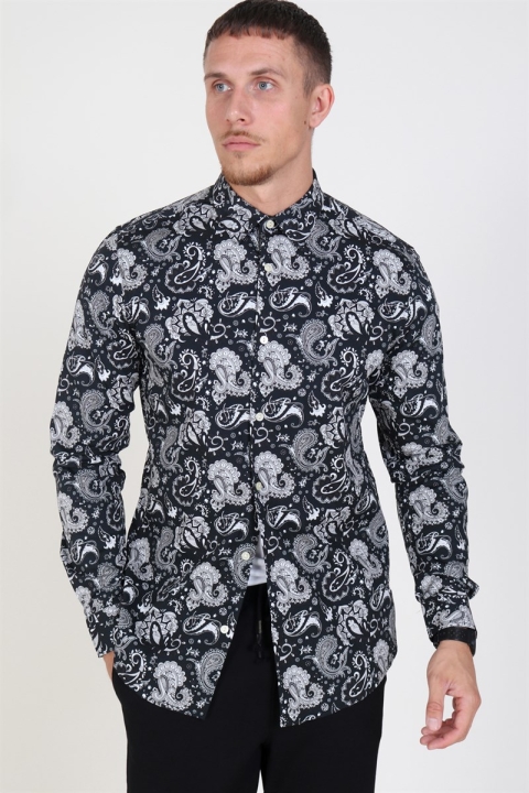 Only & Sons Frederik L/S Paisley Stretch Chemises Black