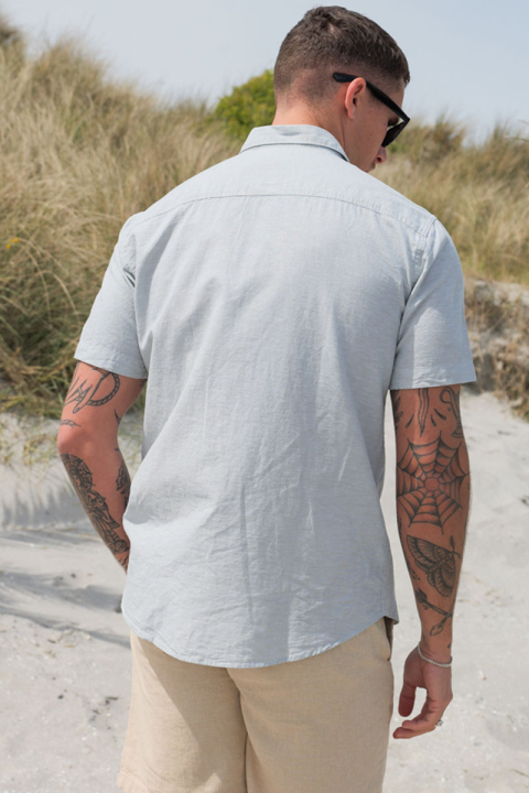 Selected Regular Sun Linen Shirt SS Iceberg Green / White