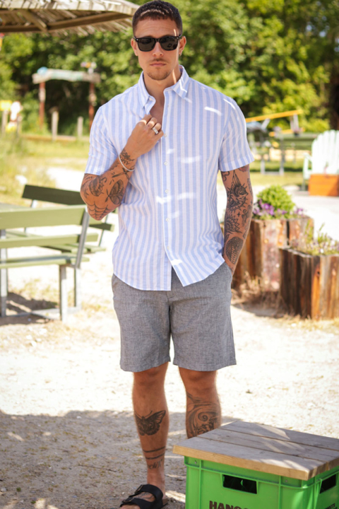 Selected Regular Brody Linen Shorts Sky Captain