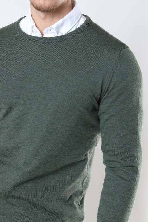 Clean Cut Copenhagen Merino Wool Crew Tricot Army Melange