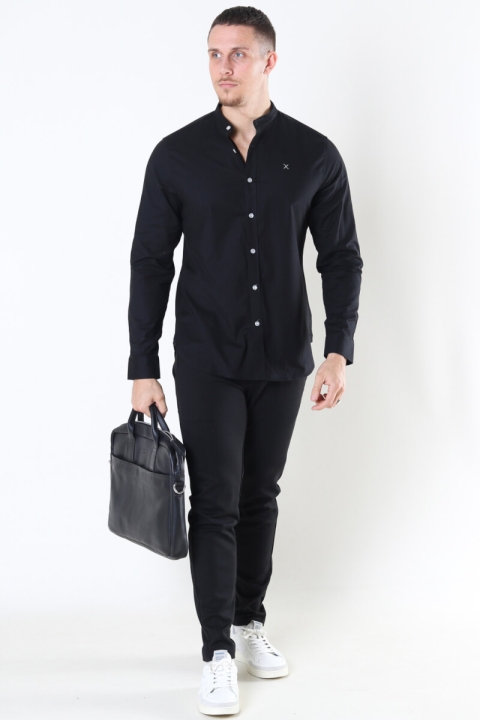 Clean Cut Copenhagen Oxford Mao Stretch L/S Chemises Black