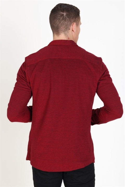 Only & Sons Cuton LS Knitted Melange Chemises Barbados Cherry