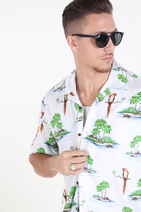 Only & Sons Sid SS Reg AOP Viskose Chemises Re White