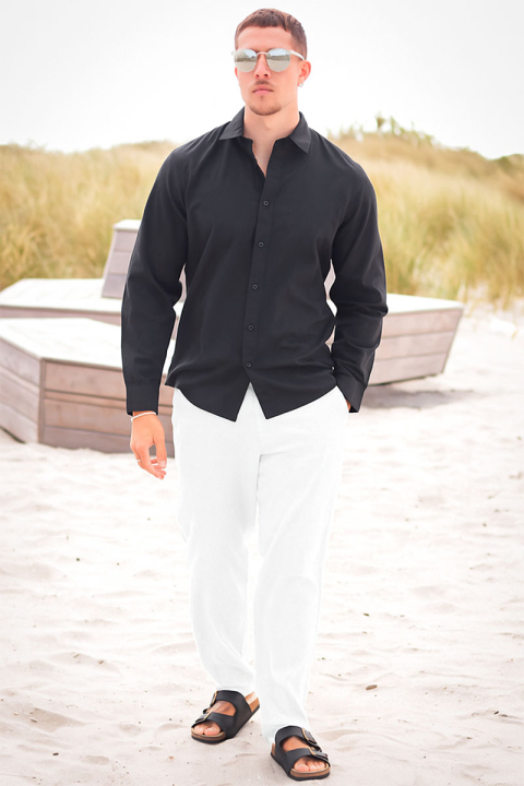 Selected Slim Sun Linen Shirt LS Black