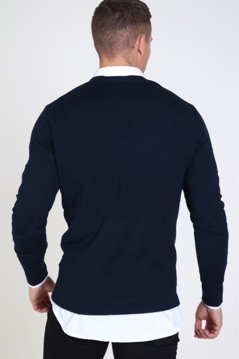 Tailored & Originals Mont O-neck Tricot Insignia Blue