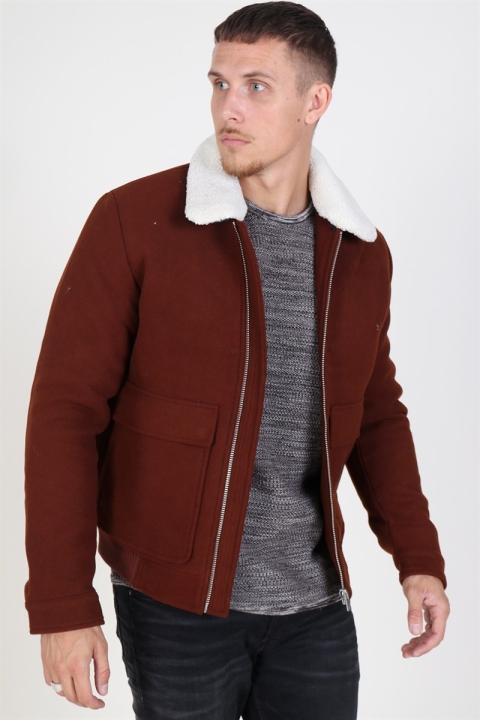 Jack & Jones Magnus Uld Bomber Veste Cappuccino