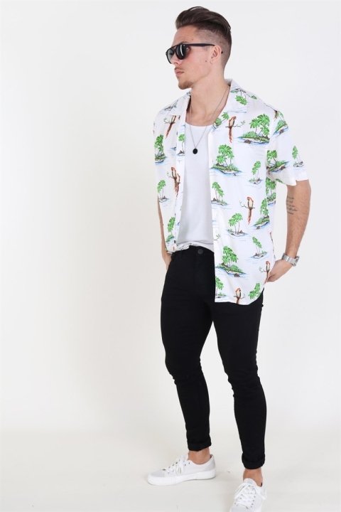 Only & Sons Sid SS Reg AOP Viskose Chemises Re White