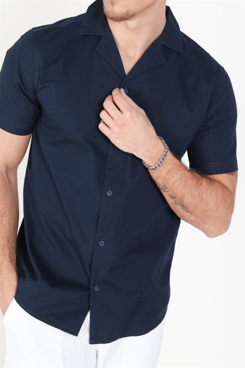 Solid Brando Poplin Chemises SS Insignia blue