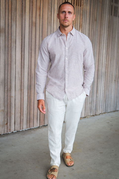 ONLY & SONS Caiden LS Linen Shirt Chinchilla