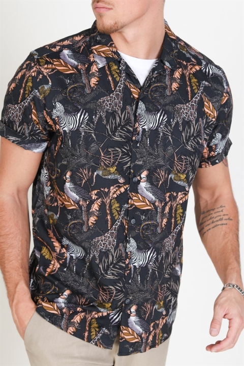 Only & Sons Gabrial S/S Animal Viscose Chemises Black/Zoo Print