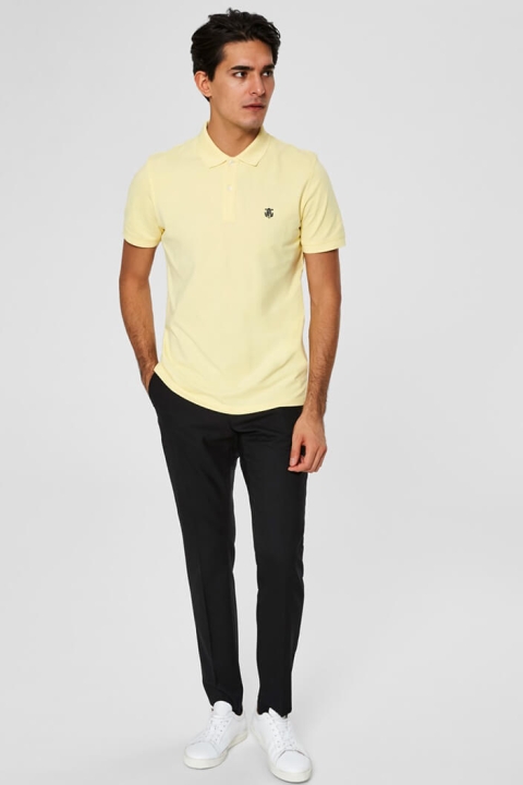 Selected Aro S/S Embroidery Polo Chemises W Noos Mellow Yellow