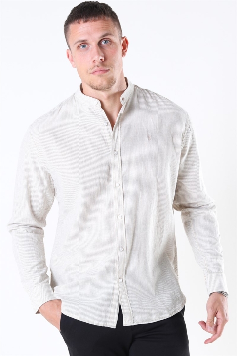 Clean Cut Mao Stripe LS Chemises Khaki