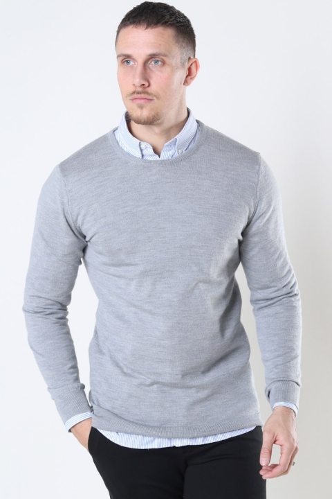 Clean Cut Copenhagen Merino Wool Crew Tricot Light Grey Mel
