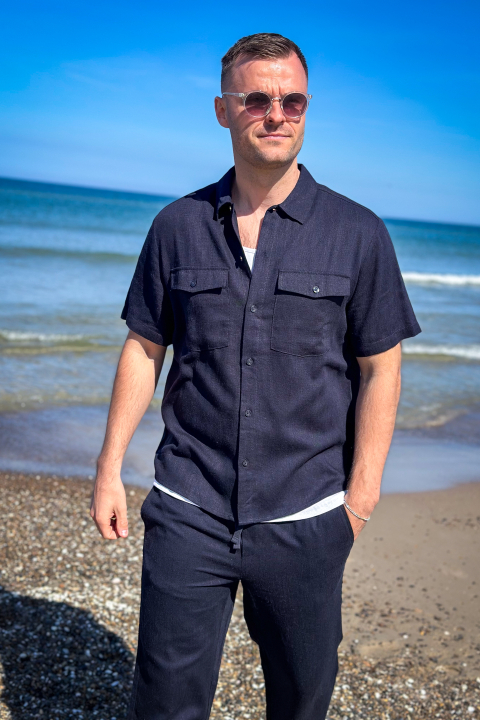 ONLY & SONS Sinus Loose Viscose Linen Pant Dark Navy