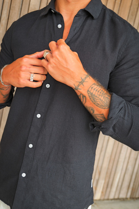 ONLY & SONS Caiden LS Linen Shirt Black