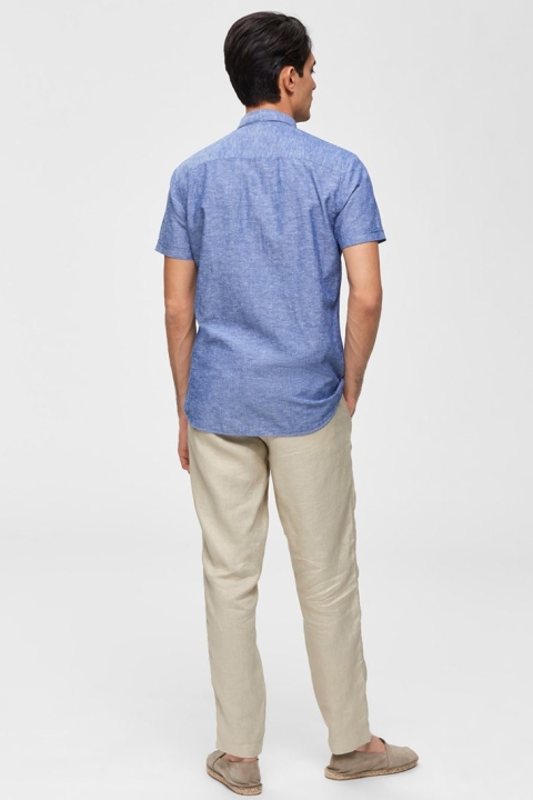 Selected Slim Linen Chemises SS Classic Medium Blue Melange