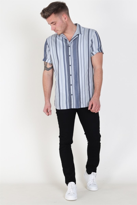 Jack & Jones Robert Stripe Chemises S/S Navy Blazer
