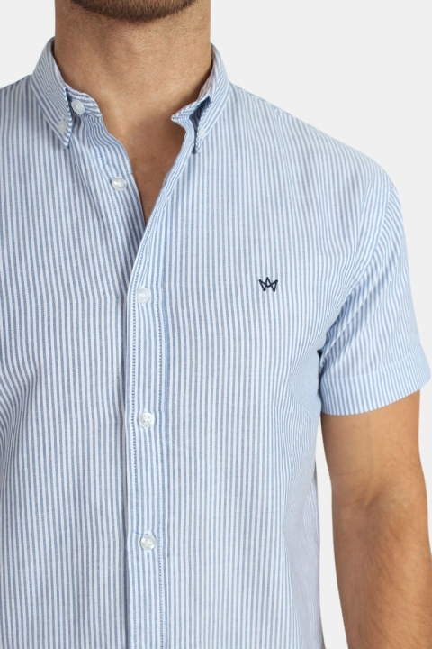 Kronstadt Johan Oxford Stripe S/S Chemises Navy