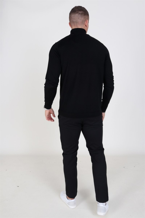 Selected Merino Rullekrave Tricot Black